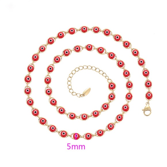 Red Evil Eye Necklace 14k Gold Plated Luxury Jewelry - Picture 2 of 12